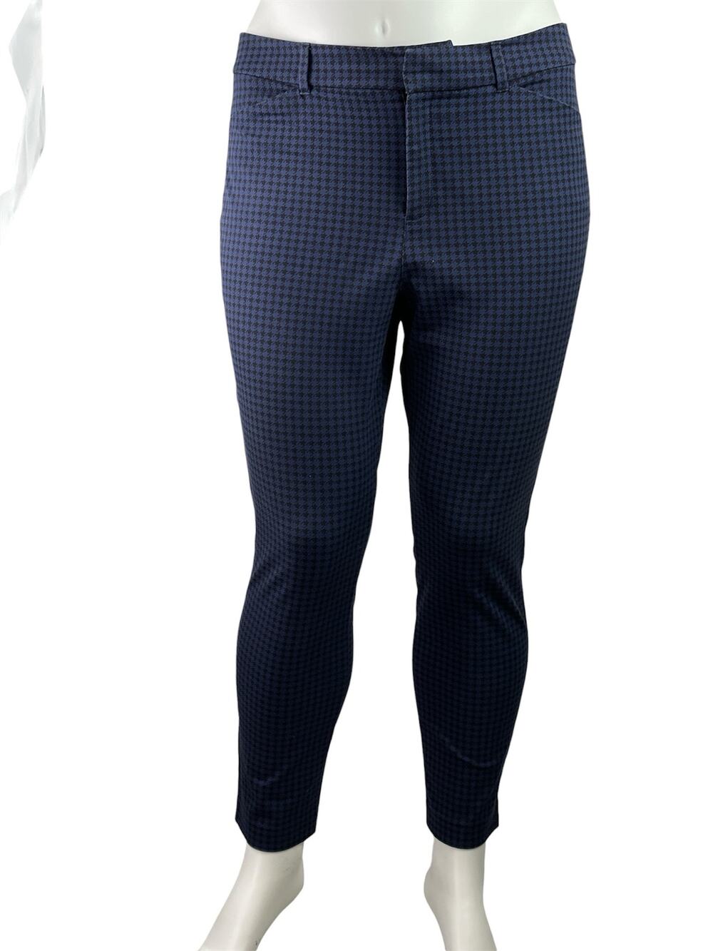 Old Navy Pixie Skinny Womens Blue Houndstooth High Waisted Trousers Pants Sz 16